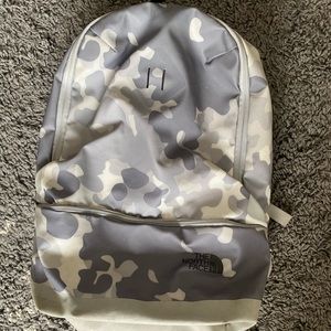 snow camo north face backpack